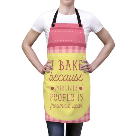 I Bake Because Punching People Is Frowned Upon, Cookout Apron, Vintage Inspired