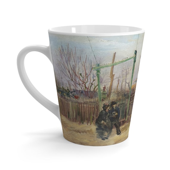 Street Scene In Montmartre v1 12oz White Ceramic Latte Mug, Vincent Van Gogh, 1887