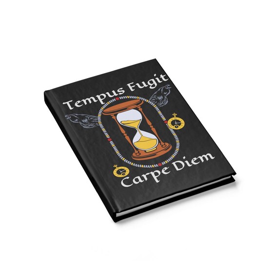 Tempus Fugit, Carpe Diem, Hardcover Journal, Opens Flat, Ruled Line, Time Flies So Sieze The Day, Notebook