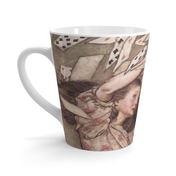 Alice Overwhelmed By The Cards, 12oz Latte Mug, Vintage Illustrations, Arthur Rackham, 1907, Coffee, Tea