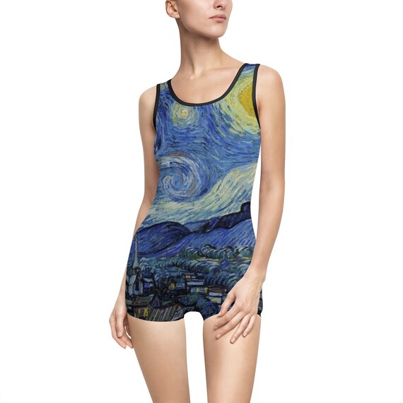 Starry Night, Women's Vintage Swimsuit, Vincent Van Gogh, 1889