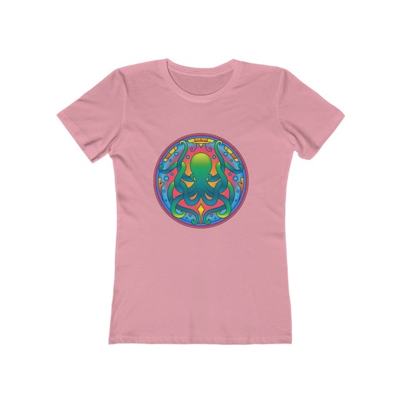 Octopus Mandala Women's Boyfriend Tee, Kraken Sea Monster