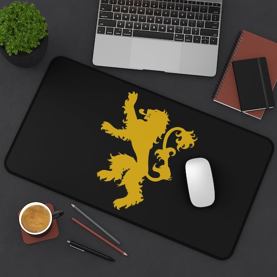 Gold Lion Rampant On A Black Field Desk Mat