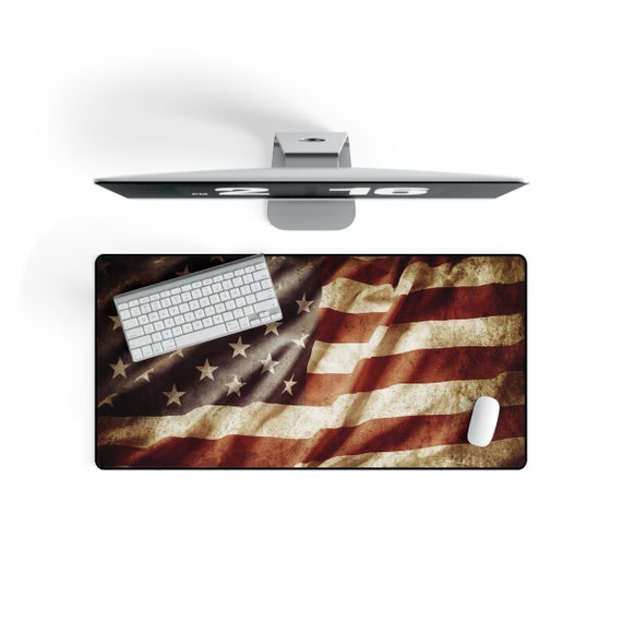 Grunge Stars And Stripes. Large (31" × 15.5") Desk Mat. Flag Of The United States Of America