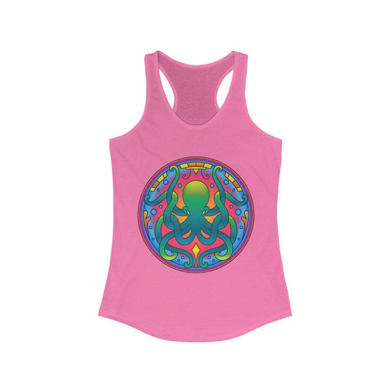 Octopus Mandala Women's Ideal Racerback Tank, Kraken Sea Monster