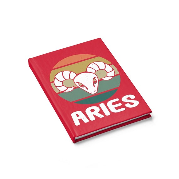 Aries Hardcover Journal, Ruled Line, Retro Vintage Style, Zodiac Sign, Astrology Gift