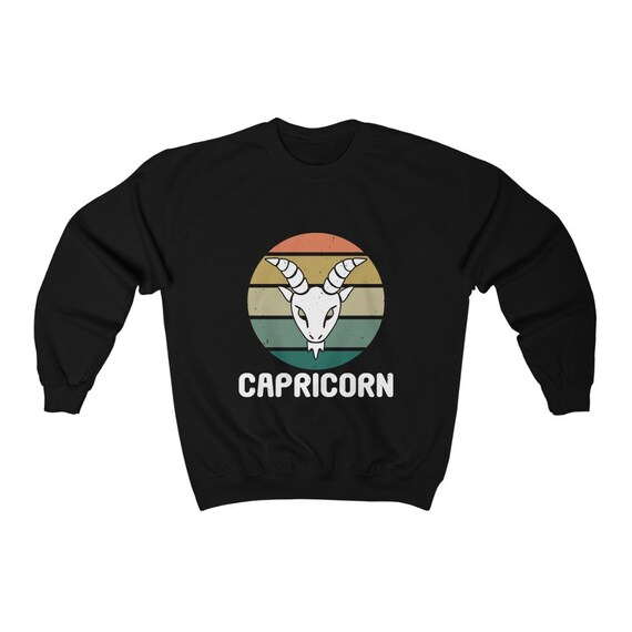 Capricorn Crewneck Sweatshirt In Retro Vintage Style, Zodiac Sign, Astrology Gift