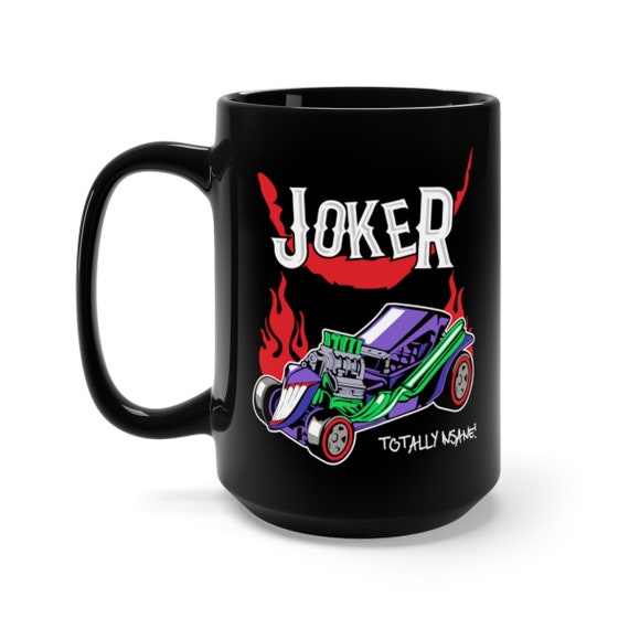 Insane Joker Hot Rod, Black 15oz Ceramic Mug, Inspired From 1960s Batman TV Show, Coffee, Tea