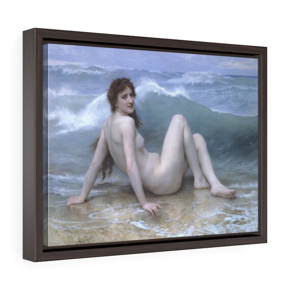 The Wave, 16"x12" Framed Canvas Print, William-Adolphe Bouguereau, 1896