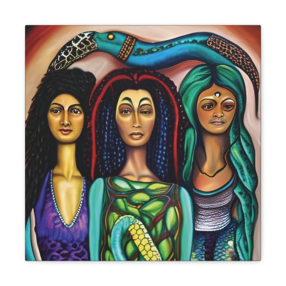 Earth Goddesses Series, #3 of 10, Canvas Print, Surreal, Tribal, Primitive, Pagan, Animist, Spirit, Spiritual, Colorful