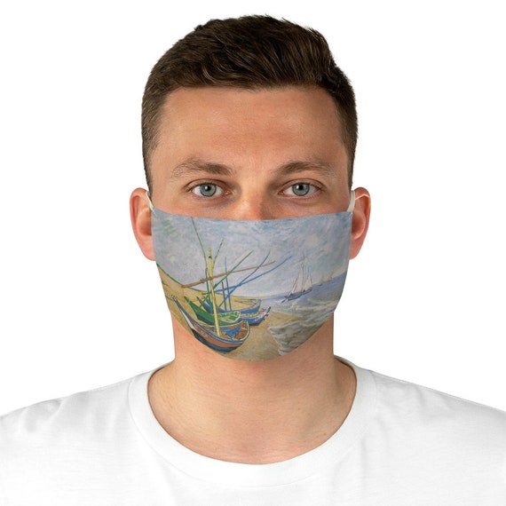 Fishing Boats On The Beach, Cloth Face Mask, Washable, Reusable, Vincent Van Gogh