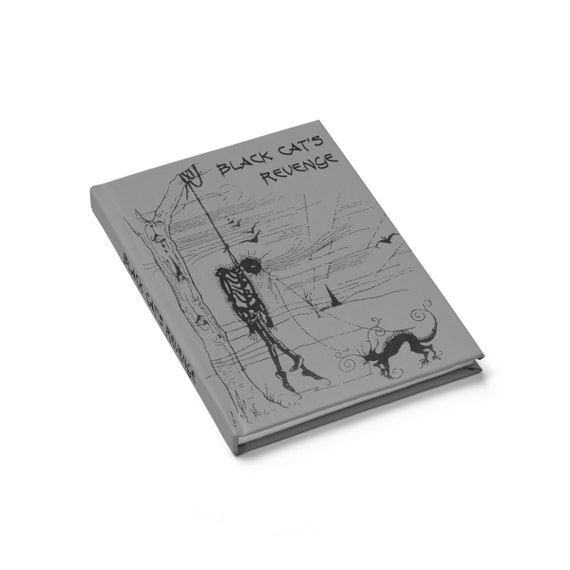 Black Cat's Revenge, Hardcover Journal, Ruled Line, Inspired By Edgar Allan Poe Short Story, Vintage Illustration, Notebook