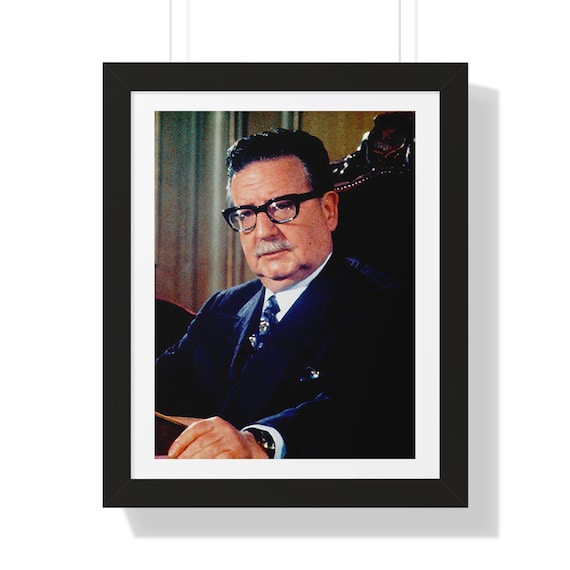 Salvador Allende Of Chile, 16"x20" Framed Poster, 1970 Official Portrait, Socialist, Socialism, Visionary, Democracy, Leftist, Equality