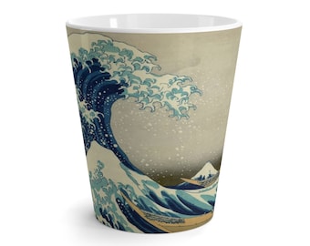 The Great Wave off Kanagawa, 12oz Latte mug, From A Vintage Woodblock Print, Coffee, Tea