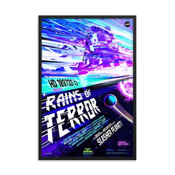 Rains Of Terror, 24" x36" Framed Giclée Poster, Black Wood Frame, Acrylic Covering, Fake Vintage/Retro Style NASA Movie Poster