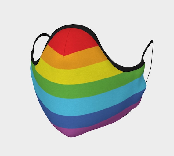 Rainbow, Face Mask With Filter Pocket, Filters Included, 7 Sizes, 100% Cotton, Pride, Activism