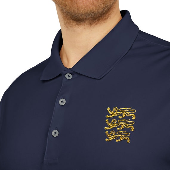 England's Royal Lions embroidered on Adidas Polo shirt. Plantagenet Lions from the Royal Arms of England. English pride. British pride.