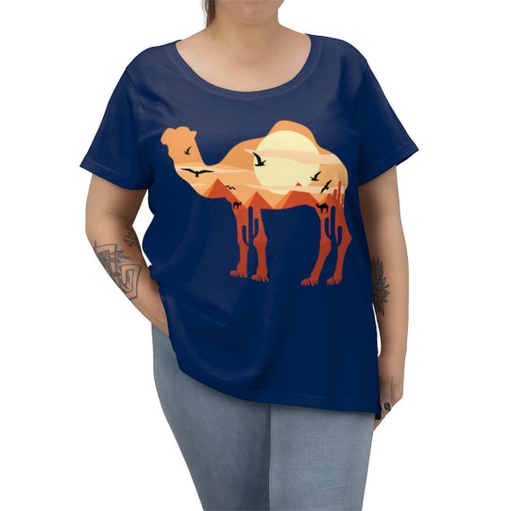 Desert Camel, Women's Curvy Tee, Vintage Inspired Camel Image