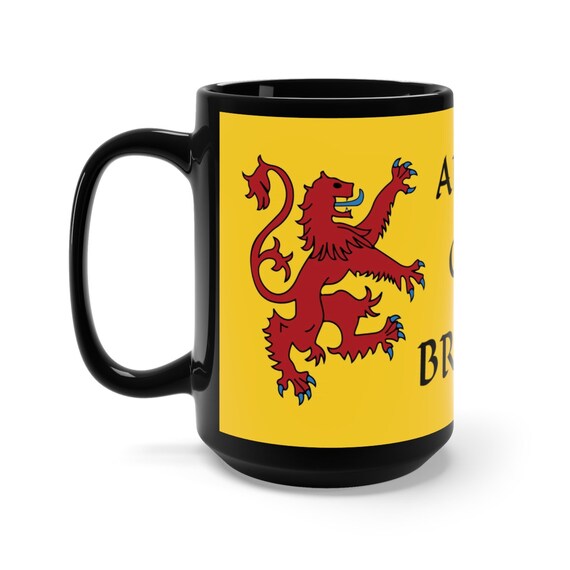 Lion Rampant of Scotland v1, Black 15oz Ceramic Mug, Royal Banner of the Royal Arms of Scotland, Coffee, Tea