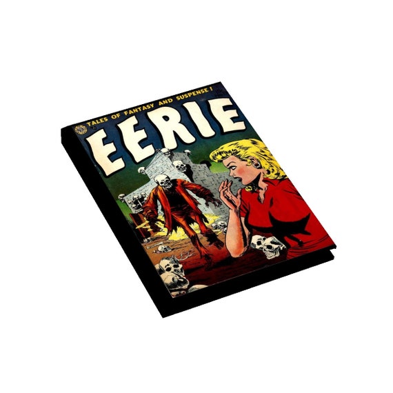 Eerie, Hardcover Journal, Ruled Line, Opens Flat, Vintage Horror Comic Cover, Notebook