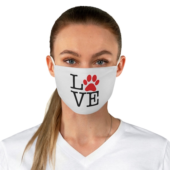 Love Paw Print Cloth Face Mask, Washable, Reusable, I Love Dogs, I Heart Dogs