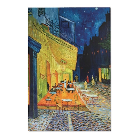 Cafe Terrace At Night, 2'x3' Door Mat & 4'x6' Area Rug Sizes, Antique Painting, Vincent Van Gogh, 1888