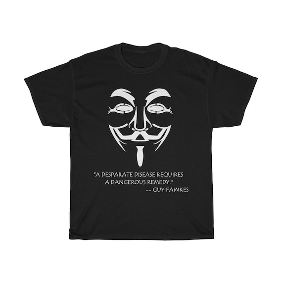 Guy Fawkes, Unisex Heavy Cotton T-Shirt, Darker Colors, Inspired From V For Vendetta Movie, Activism