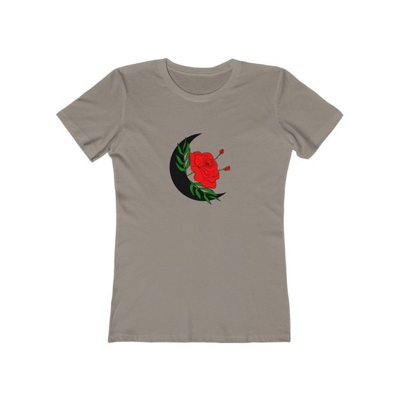 Dark Moon Red Rose Women's Boyfriend Tee