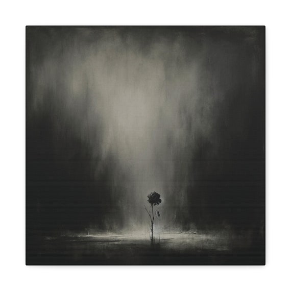 Alone, Canvas Print,  Dark Art, Dark Wall Art, Isolation, Loneliness, Being Lost, Introspection, Melancholy, Emptiness, Minimalist