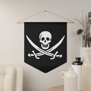 Skull & Crossed Cutlasses, 18&quot;x21&quot; Indoor Wall Pennant. Pirate Flag, Jolly Roger
