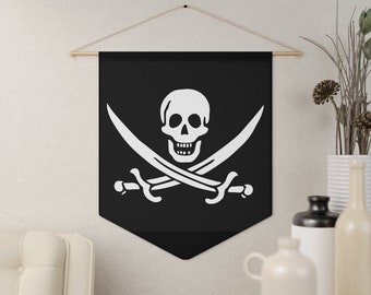 Skull & Crossed Cutlasses, 18"x21" Indoor Wall Pennant. Pirate Flag, Jolly Roger