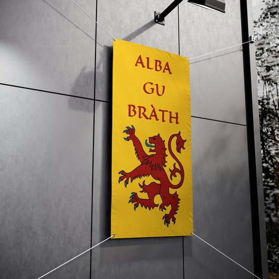 Outdoor Vinyl Banner, 24"x48", Lion Rampant of Scotland, Royal Banner of the Royal Arms of Scotland, Scottish Pride