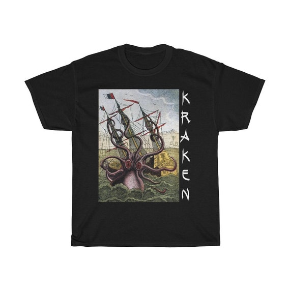 Kraken Attacks Ship Off Egypt 100% Cotton T-shirt, Early 1800s, Sea Monster, Giant Octopus