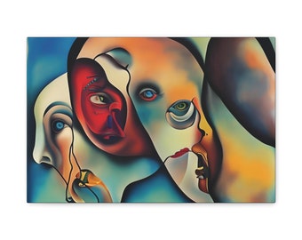 Impresión en lienzo de Psique Fracturada: Arte abstracto de la mente humana