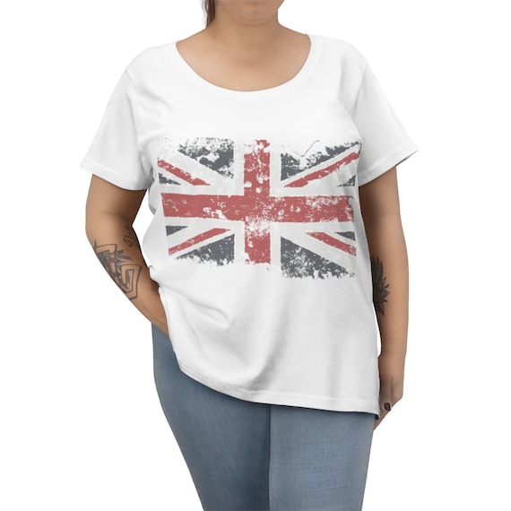 Grunge, Shabby United Kingdom Flag, Women's Curvy Tee, Vintage Inspired, British Pride