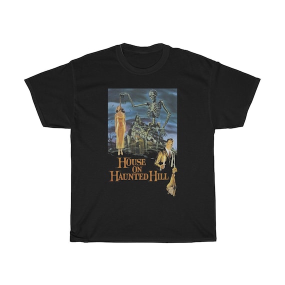 House On Haunted Hill, Black Unisex T-shirt, 1959 Campy Horror Movie Poster