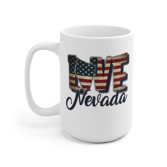 I Love Nevada, Large White Ceramic Mug, Vintage Retro Flag, Patriotic, Patriotism, United States, Coffee, Tea