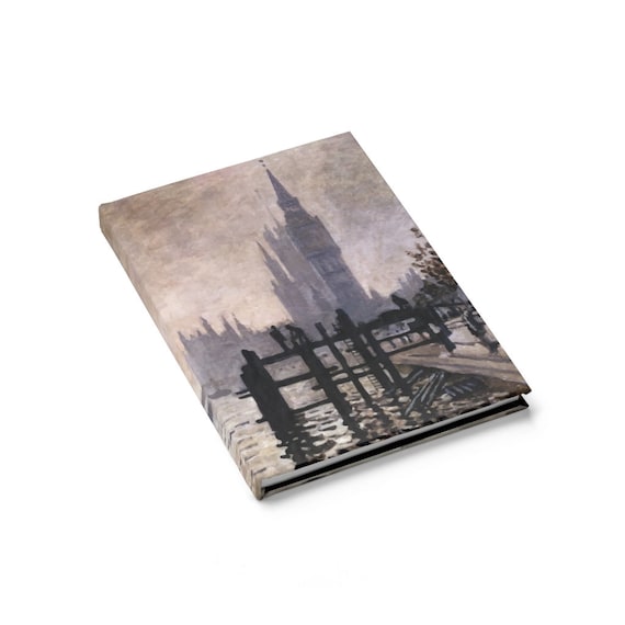 The Thames below Westminster Hardcover Journal, Ruled Line, Claude Monet, Notebook