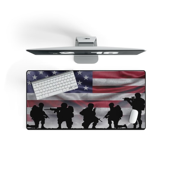 American Soldiers Large Desk Mat. 31" × 15.5", Patriotic, Patriotism, Military, American Flag