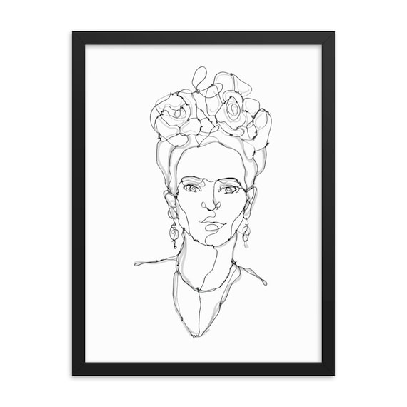 Frida Kahlo, 18"x24" Framed Giclée Poster, Black Wood Frame, Acrylic Covering, Room Decor