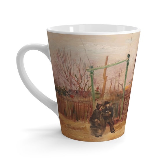 Street Scene In Montmartre v2 12oz White Ceramic Latte Mug, Vincent Van Gogh, 1887