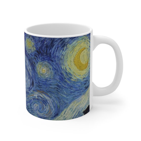 Starry Night, White Ceramic Mug, 11oz & 15oz, Vincent Van Gogh, Coffee, Tea