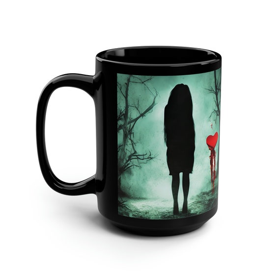 My Heart Bleeds For Thee, Black Ceramic Mug, 15oz, Valentine's Day, Unrequited Love, Dark Art, Heartache, Valentine's Protest, Lonely, Goth