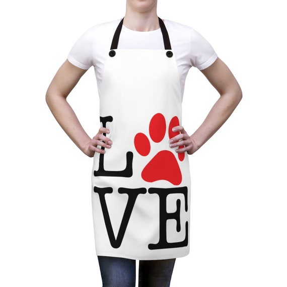 Love Paw Print, Kitchen Apron, I Love Dogs, I Heart Dogs