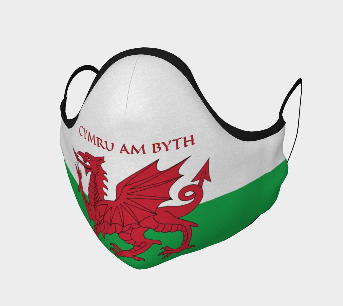 Cymru Am Byth, Face Mask, 7 Sizes, Filter Pocket, Filters, 100 Cotton