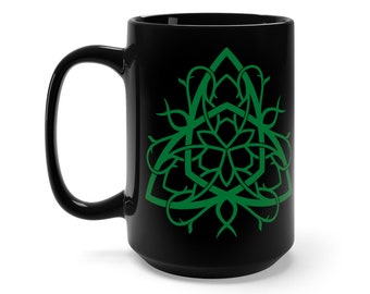 Celtic Tree Of Life Knot, Black 15oz Ceramic Mug, Irish, Scottish, Welsh, Coffee, Tea