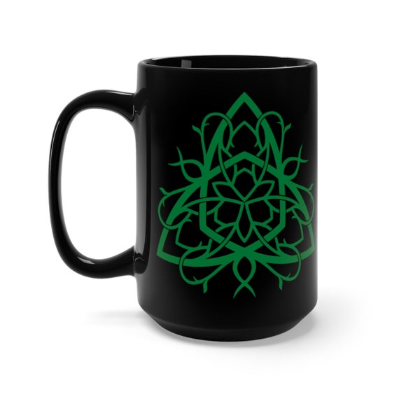 Celtic Tree Of Life Knot, Black 15oz Ceramic Mug, Irish, Scottish, Welsh, Coffee, Tea