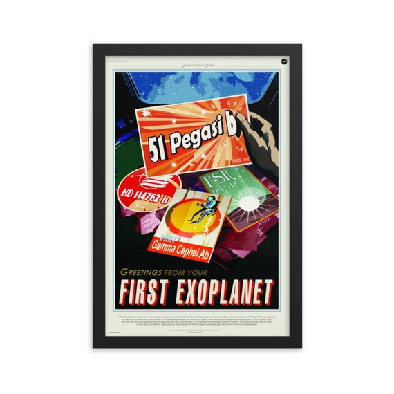 Exoplanet Travel Bureau #2 of 7, 12" x18" Framed Giclée Poster, Black Wood Frame, Acrylic Covering, Fake Retro Style NASA Travel Poster