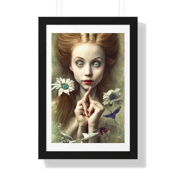 Alice After Smoking The Caterpillar's Hookah, 16"x24" Framed Poster, Surreal, Alice In Wonderland