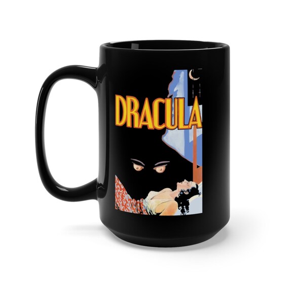 Dracula, Black 15oz Ceramic Mug, From A Vintage 1931 Horror Movie Poster, Coffee, Tea